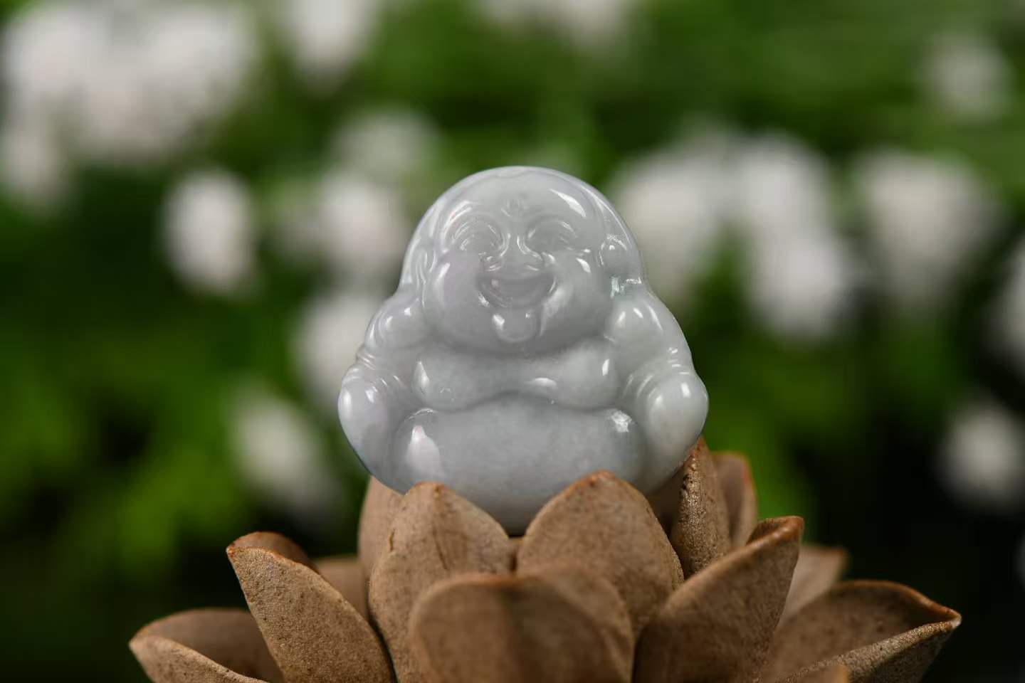 Laughing Buddha Blessings Collection - Natural A-Grade Jadeite Maitreya Pendant (Single Piece)