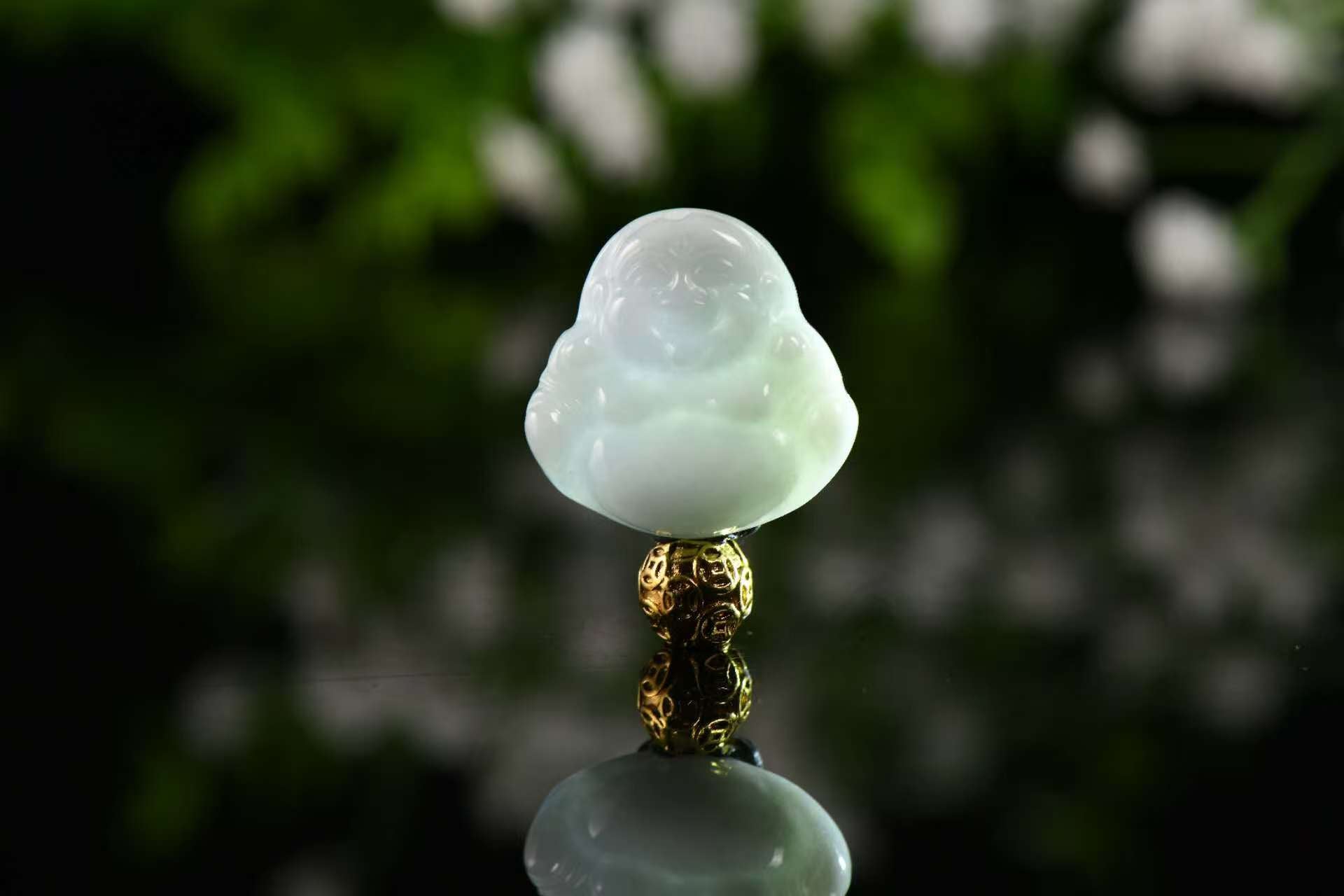 Laughing Buddha Blessings Collection - Natural A-Grade Jadeite Maitreya Pendant (Single Piece)