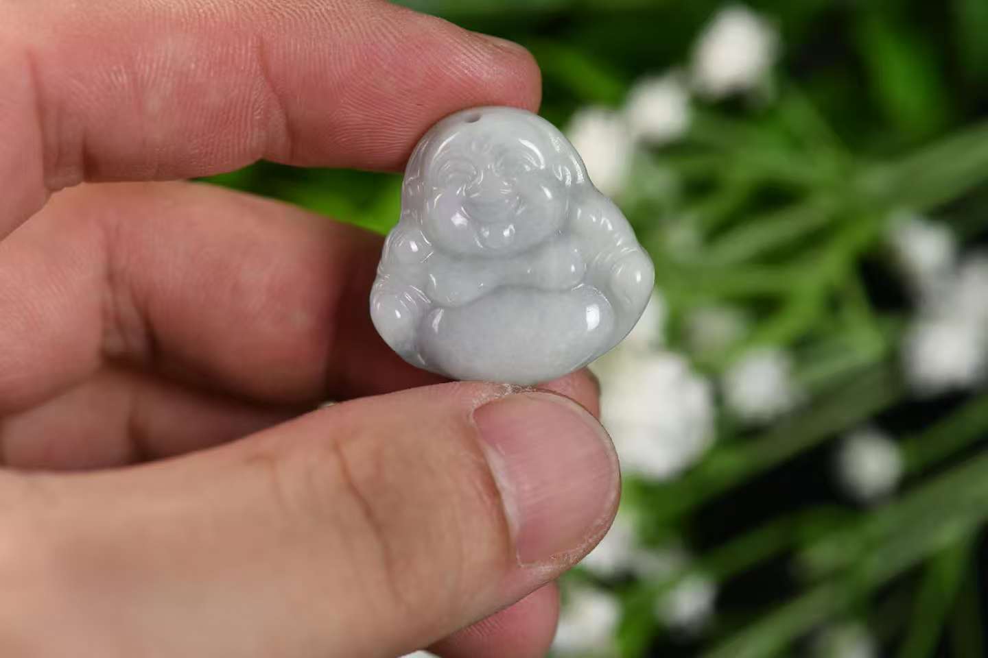 Laughing Buddha Blessings Collection - Natural A-Grade Jadeite Maitreya Pendant (Single Piece)