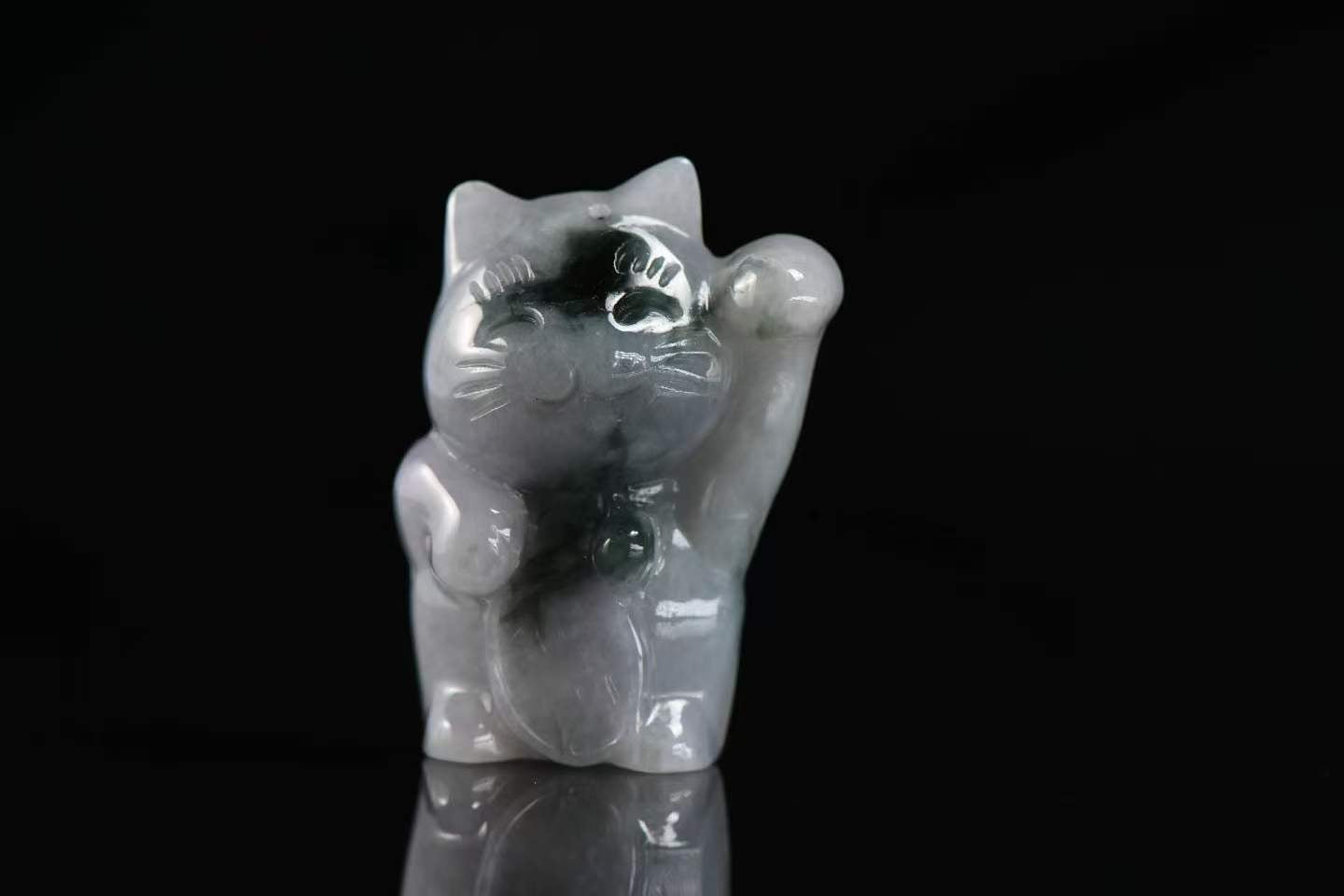 招财猫纳福 天然 A 货翡翠招财猫吊坠系列（单）