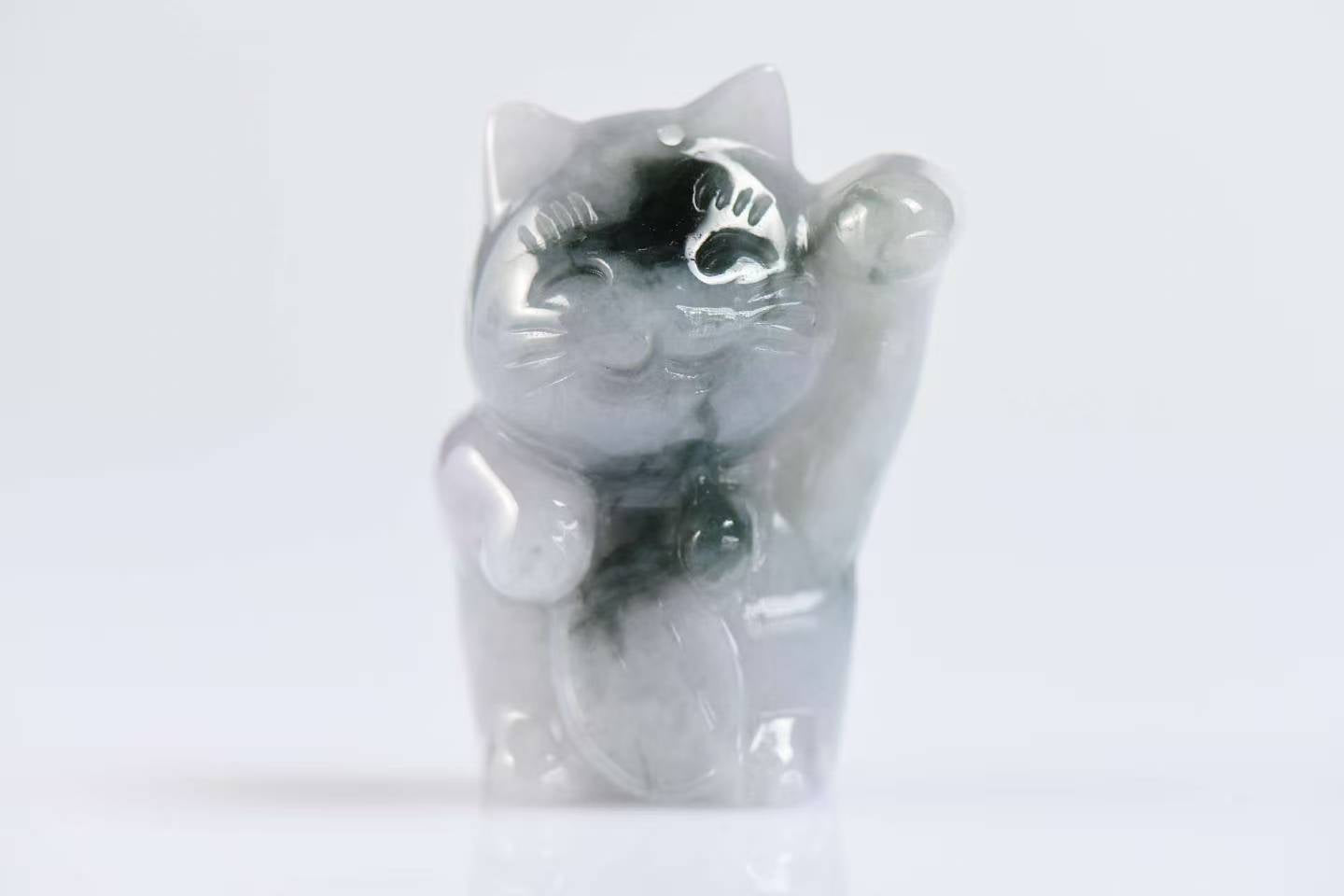 招财猫纳福 天然 A 货翡翠招财猫吊坠系列（单）