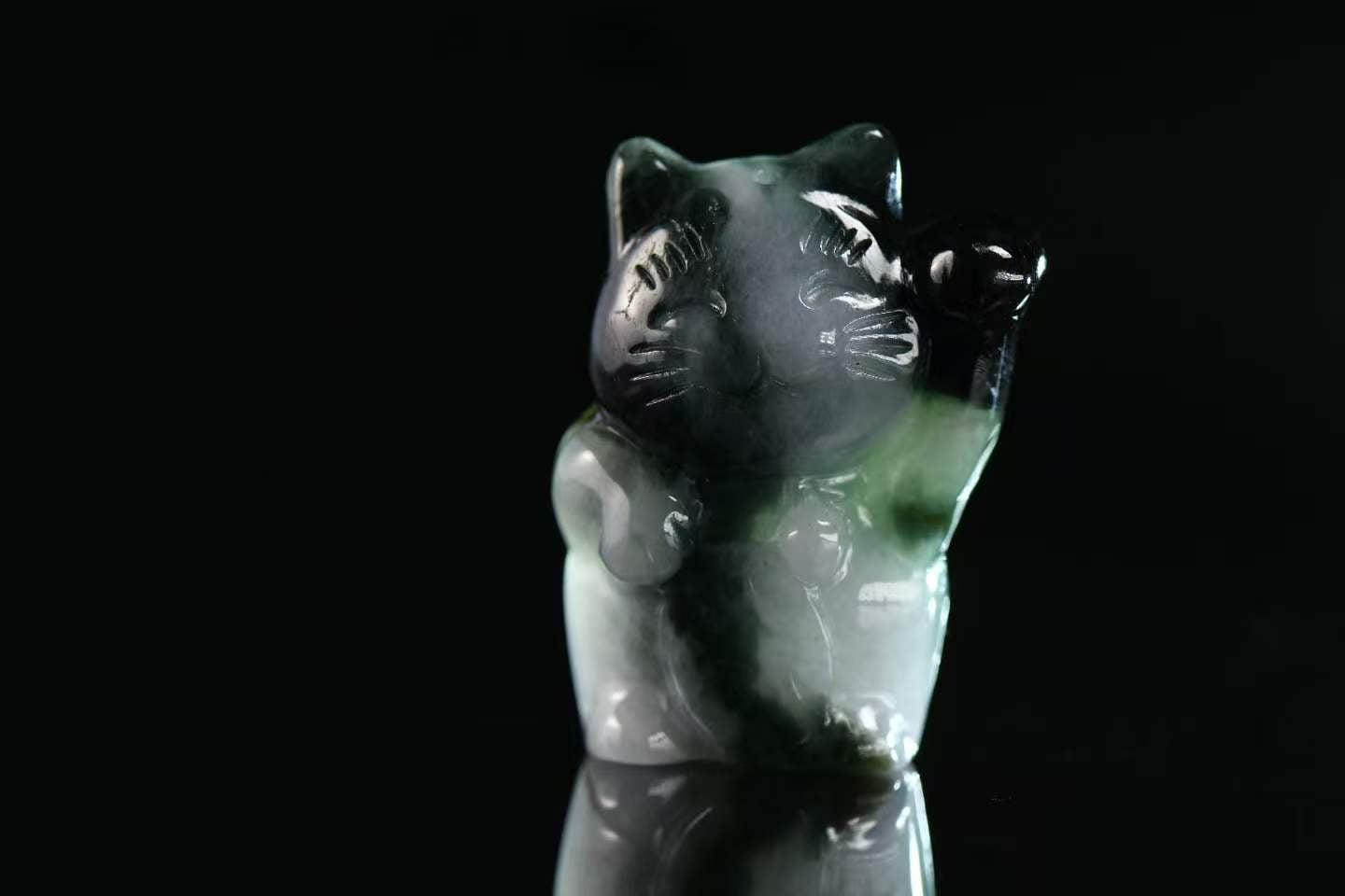 招财猫纳福 天然 A 货翡翠招财猫吊坠系列（单）