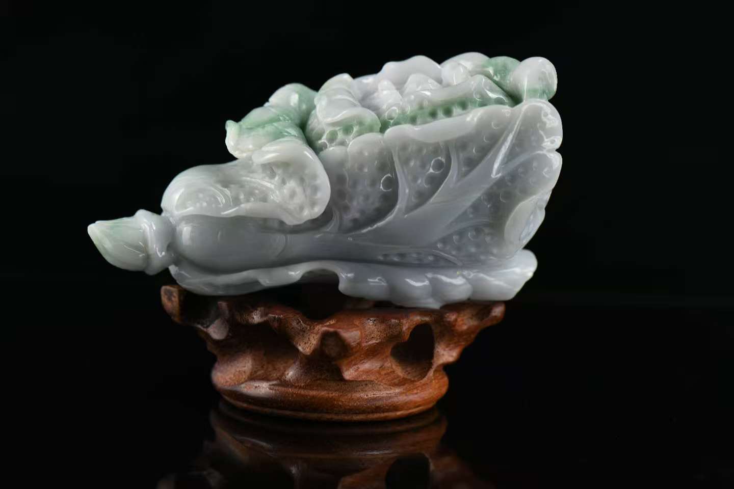 百财聚福 天然 A 货翡翠白菜摆件