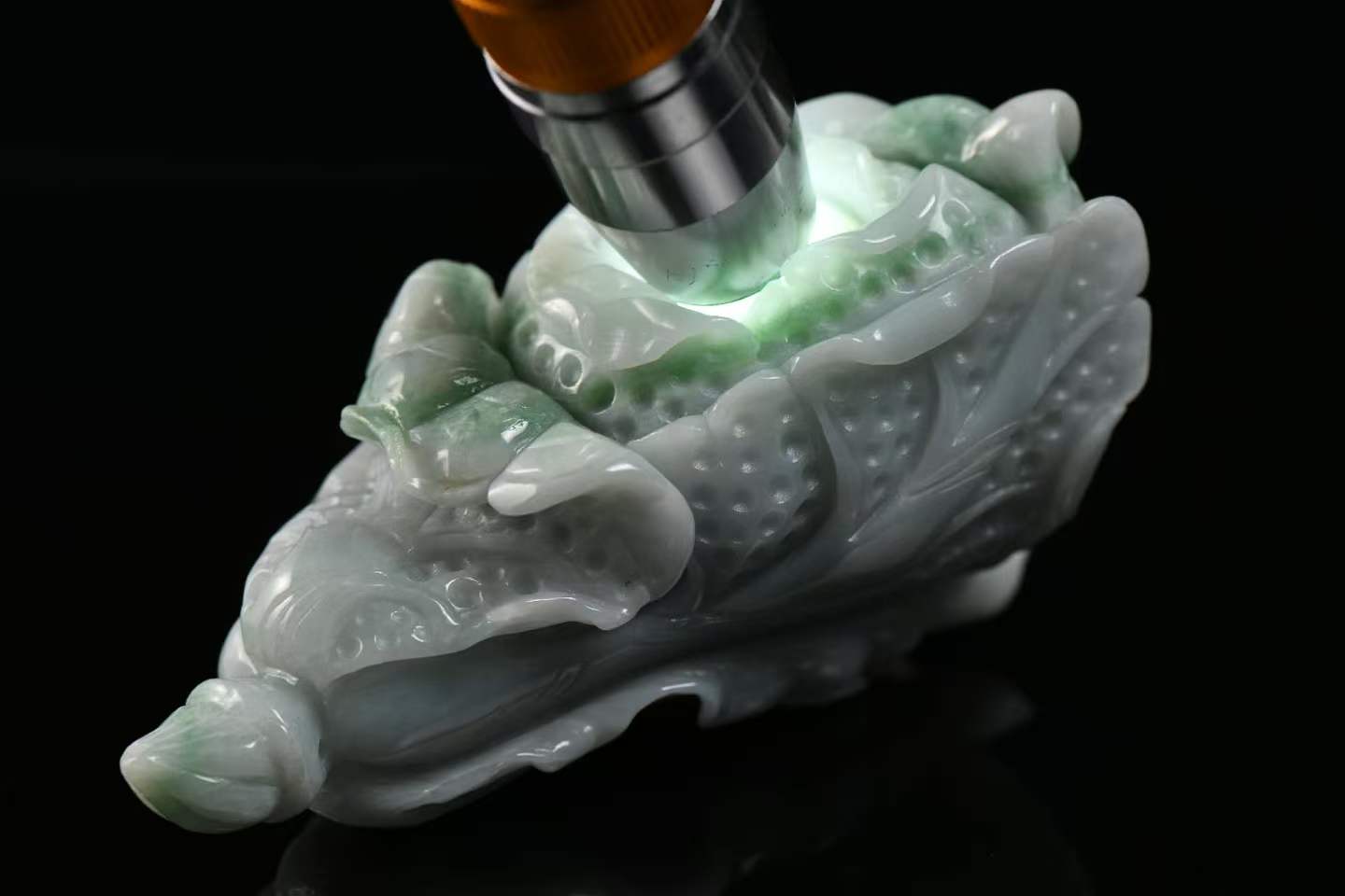 "Hundred Wealth" Jade Cabbage Decor - Natural Grade A Jadeite Ornament