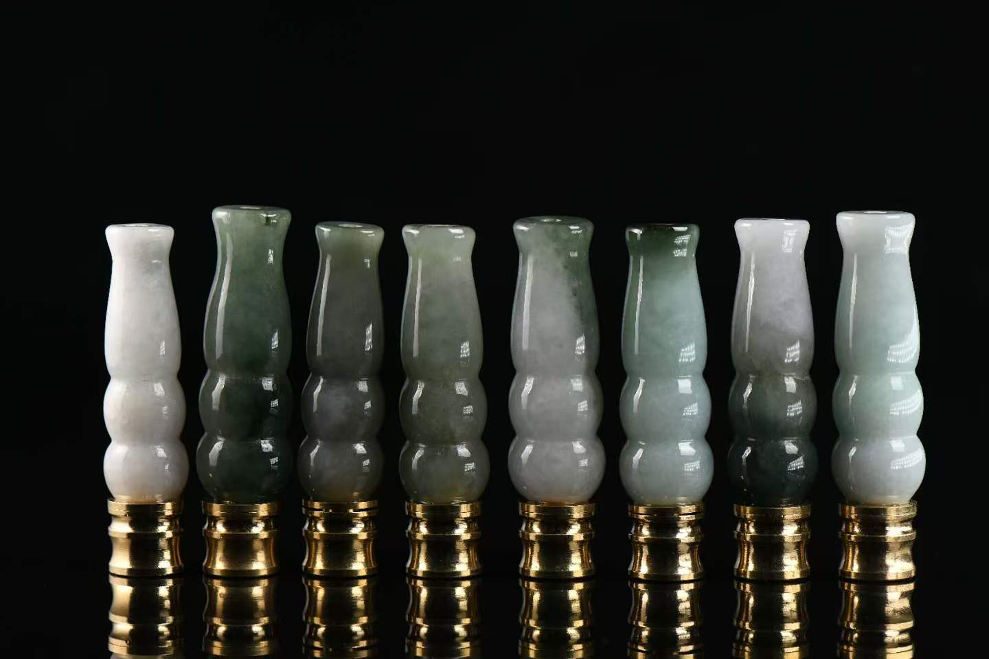 Good Fortune Gourd Jade Cigarette Holder Collection (Single Piece) - Natural Grade A Jadeite Smoking Mouthpiece