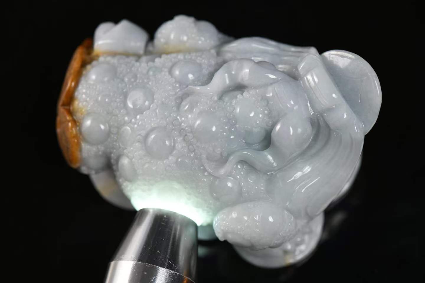 金蟾带皮 天然 A 货翡翠金蟾摆件