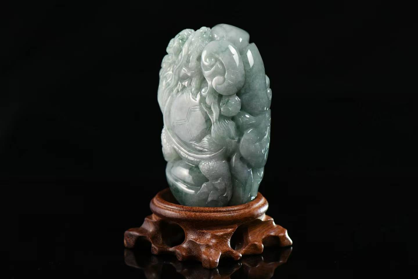 Dragon-Turtle Fortune Guard Jade Handheld Decor - Natural Grade A Jadeite Handpiece