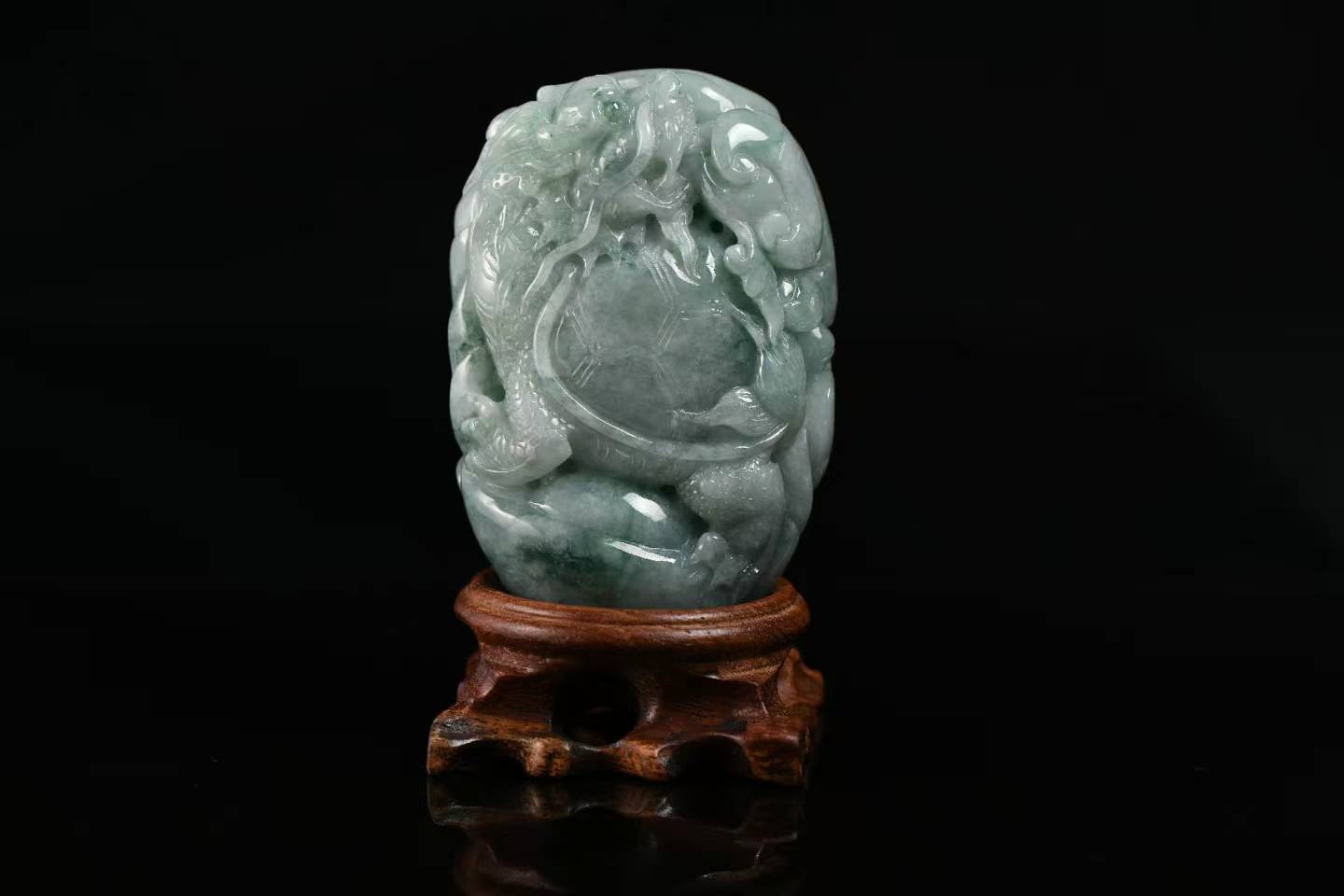 Dragon-Turtle Fortune Guard Jade Handheld Decor - Natural Grade A Jadeite Handpiece