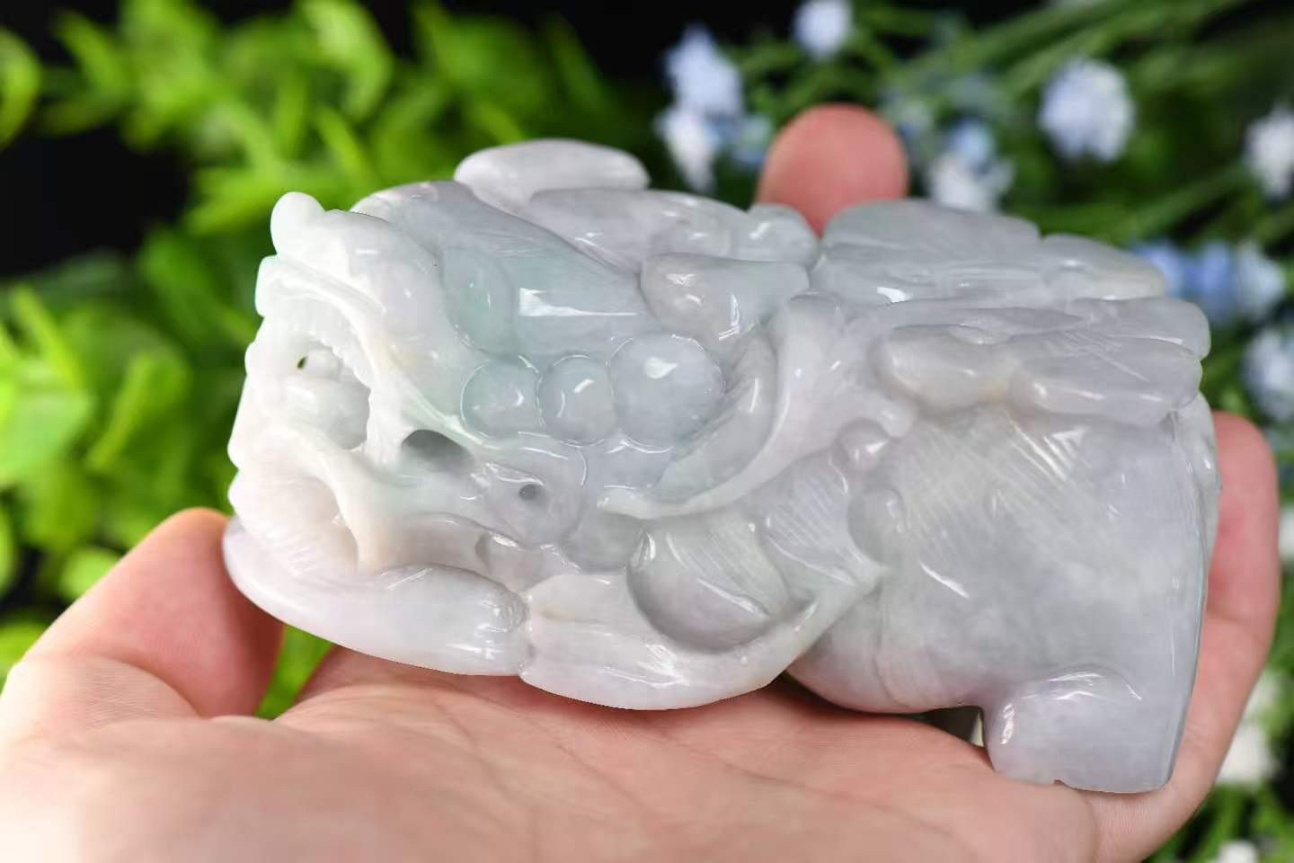 Multi-Tone Pixiu Wealth Gatherer Jade Handheld Decor - Natural Grade A Jadeite Handpiece