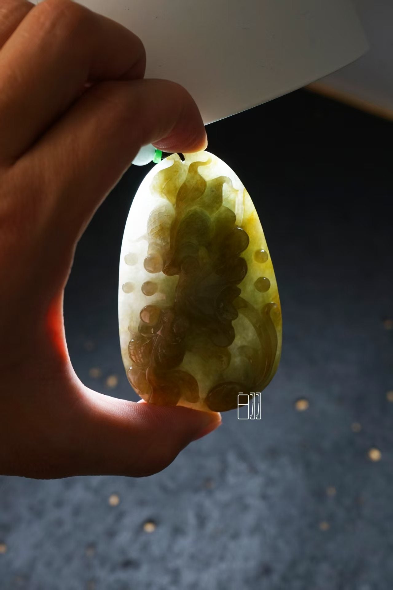 黄翡金鳞 天然 A 货翡翠黄翡金鱼吊坠