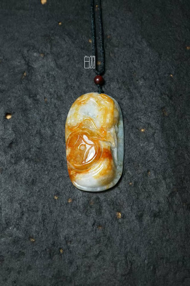 金翡祥龙 天然 A 货翡翠黄翡龙形吊坠