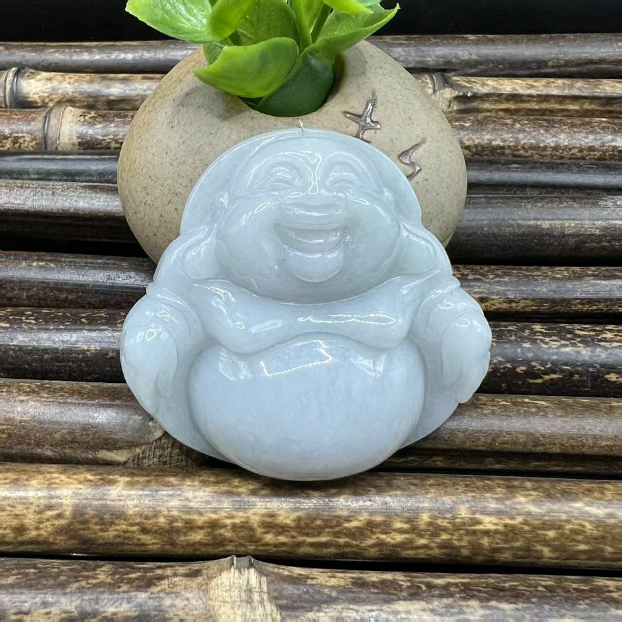晴水笑佛吊坠 天然 A 货翡翠弥勒佛挂坠