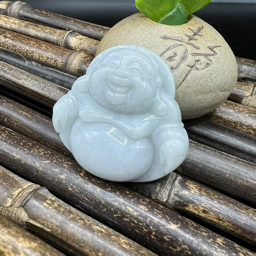 晴水笑佛吊坠 天然 A 货翡翠弥勒佛挂坠