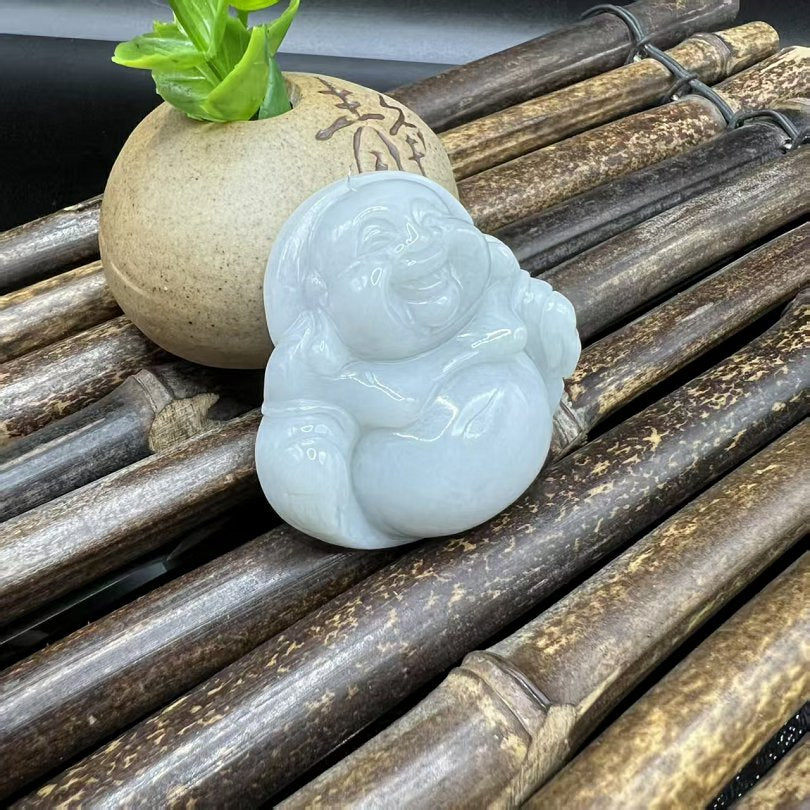 晴水笑佛吊坠 天然 A 货翡翠弥勒佛挂坠