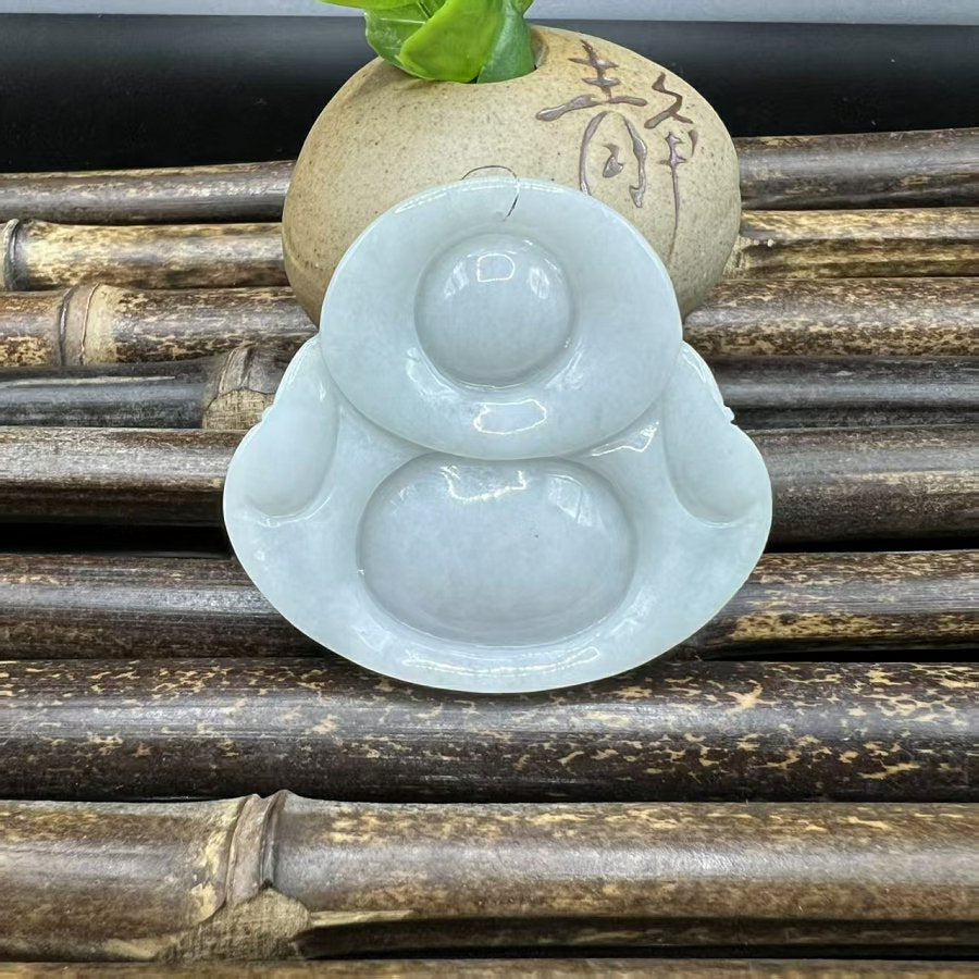 晴水笑佛吊坠 天然 A 货翡翠弥勒佛挂坠