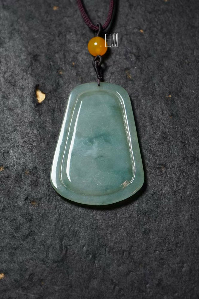 翠亭松月 天然 A 货翡翠山水挂坠