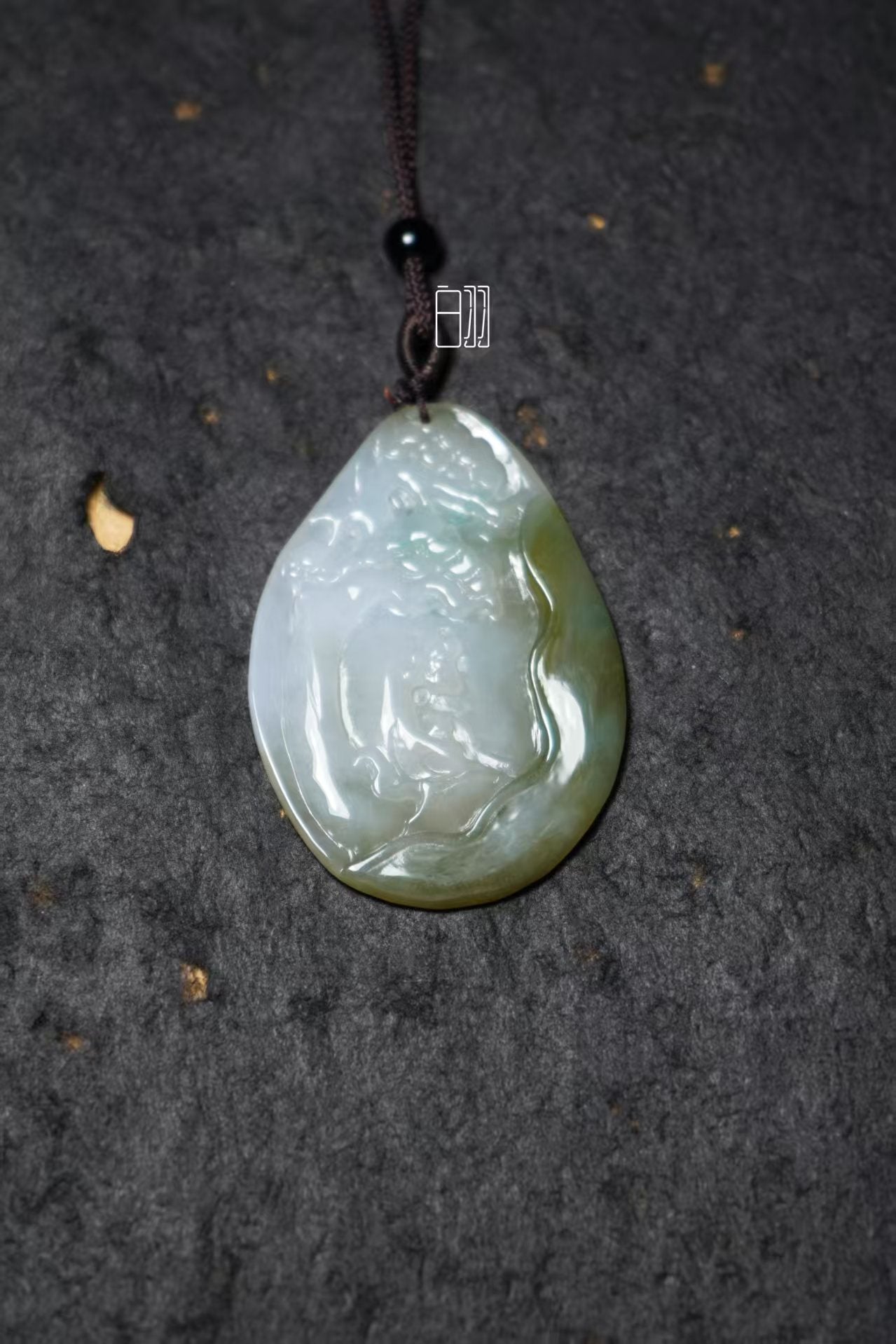 Jade Layered Mountains Pendant - Natural Grade A Jadeite Landscape Locket