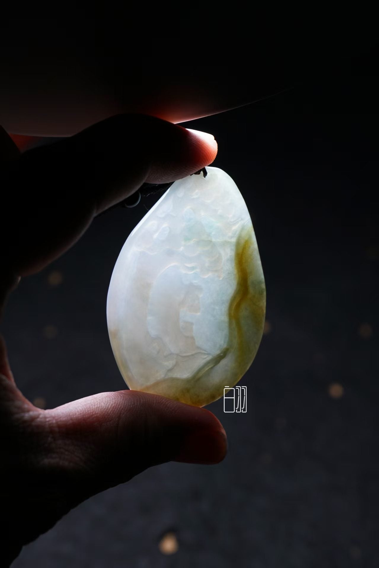 Jade Layered Mountains Pendant - Natural Grade A Jadeite Landscape Locket