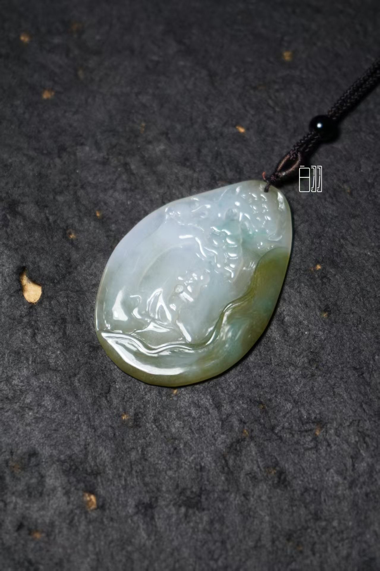 Jade Layered Mountains Pendant - Natural Grade A Jadeite Landscape Locket