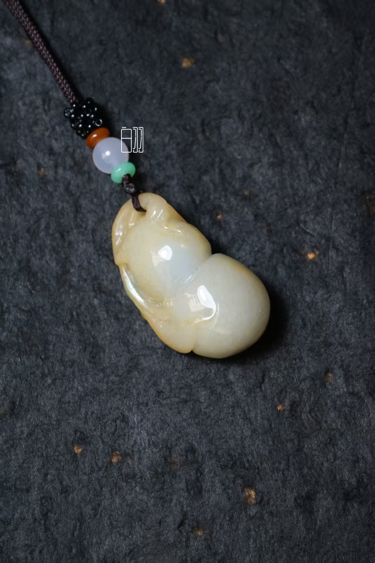 Yellow Jade Gourd of Fortune Pendant - Natural Grade A Jadeite Gourd Locket