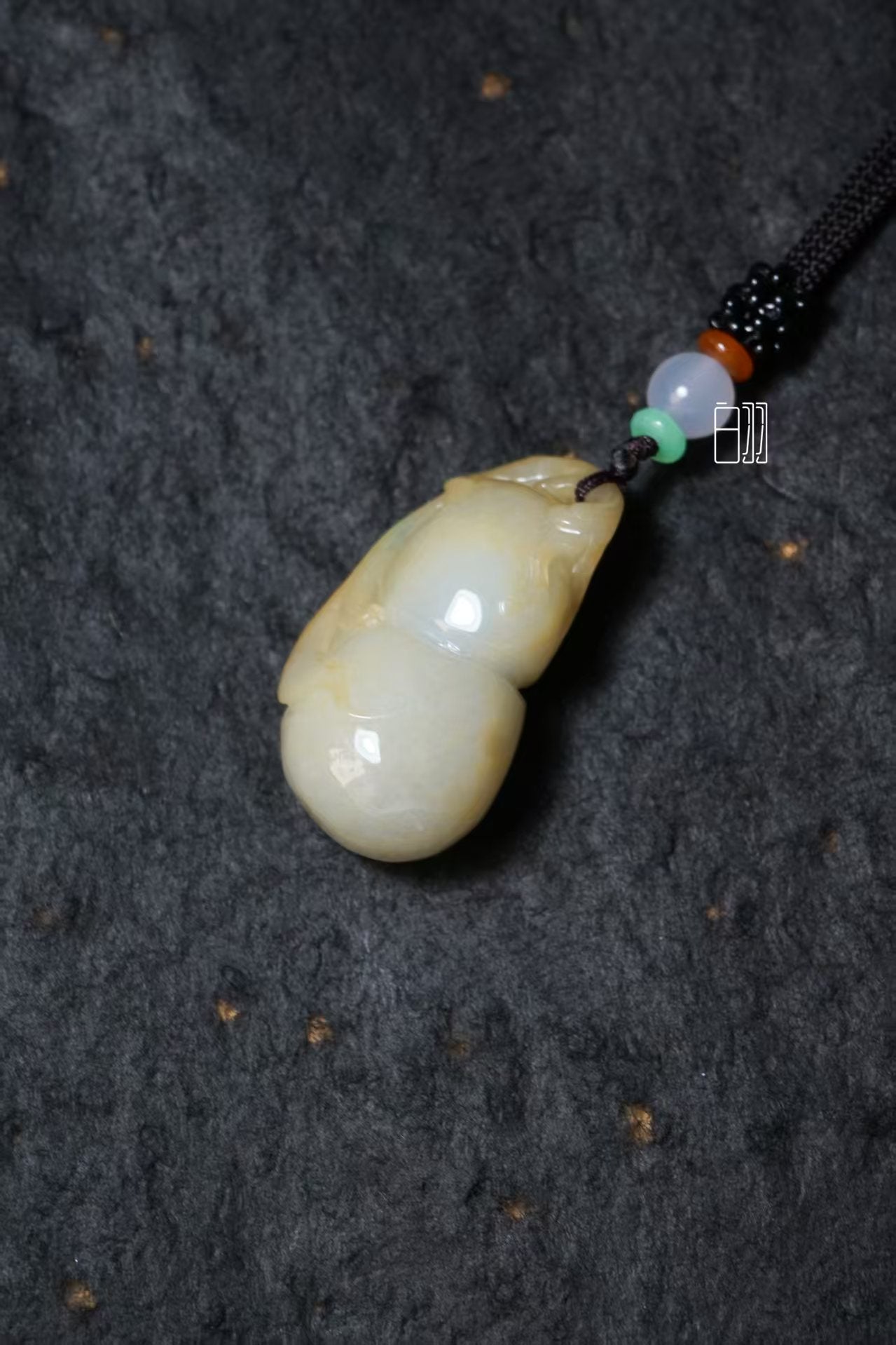 Yellow Jade Gourd of Fortune Pendant - Natural Grade A Jadeite Gourd Locket