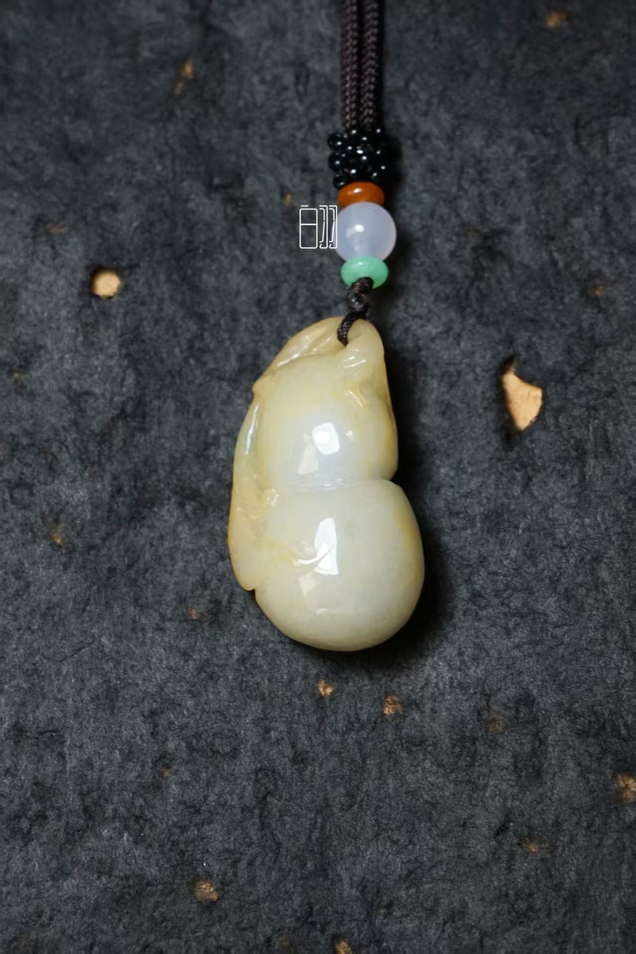 Yellow Jade Gourd of Fortune Pendant - Natural Grade A Jadeite Gourd Locket