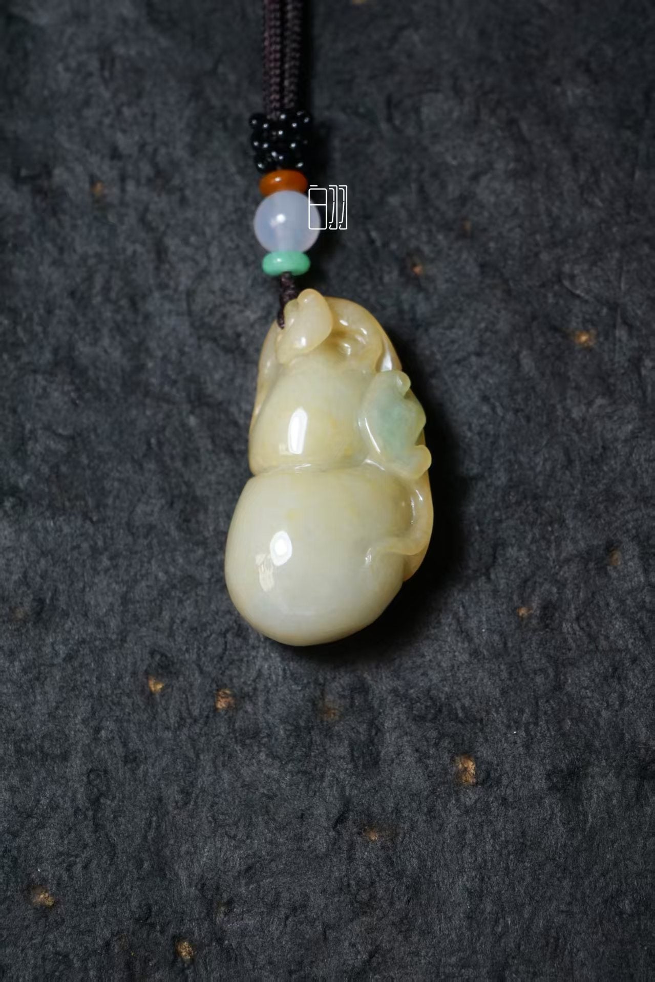Yellow Jade Gourd of Fortune Pendant - Natural Grade A Jadeite Gourd Locket