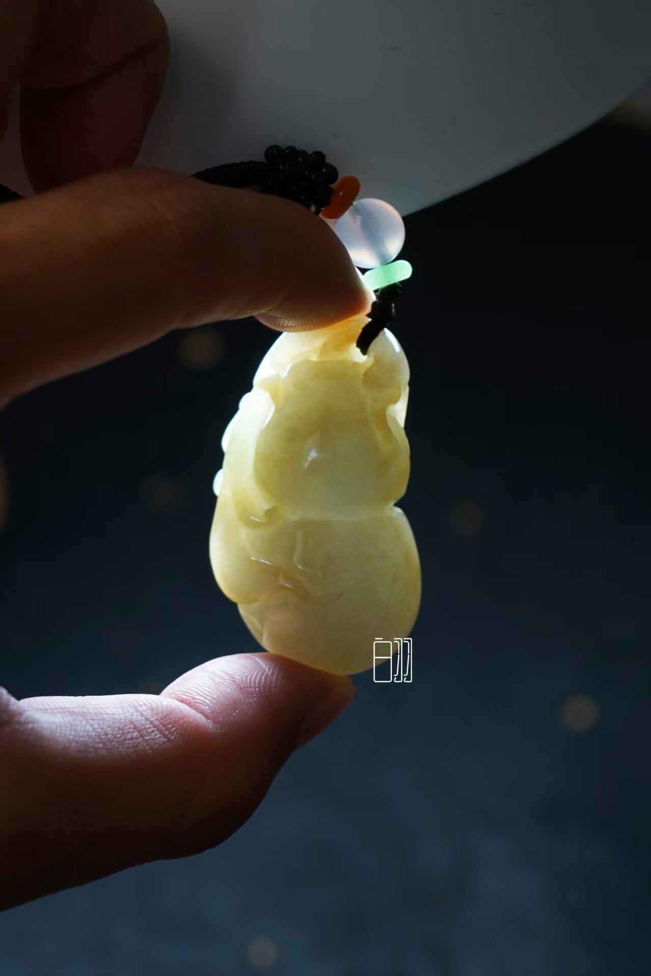 Yellow Jade Gourd of Fortune Pendant - Natural Grade A Jadeite Gourd Locket