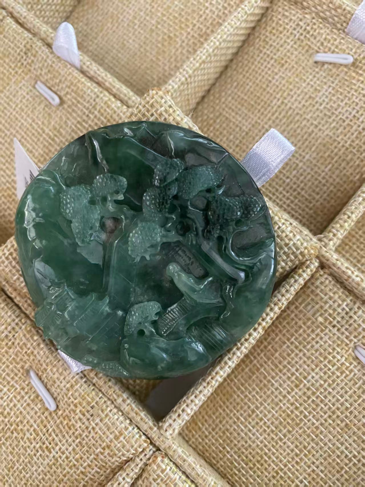 Black Jade Misty Landscape Pendant - Natural Grade A Jadeite Black Jade Landscape Locket