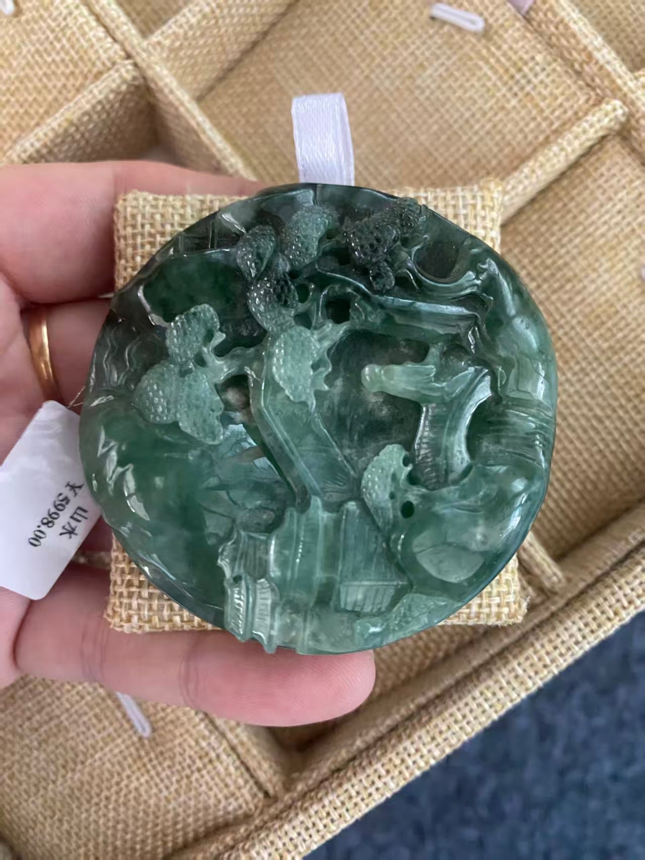 Black Jade Misty Landscape Pendant - Natural Grade A Jadeite Black Jade Landscape Locket