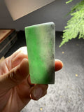 阳绿飘花翡翠方牌料 (单款) 天然 A 货冰种阳绿原石明料