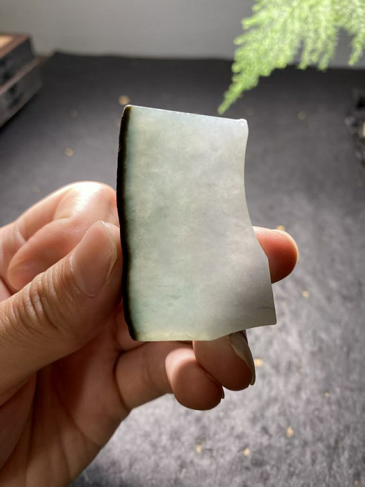 带皮冰底晴水翡翠片料 天然 A 货半明料原石毛料