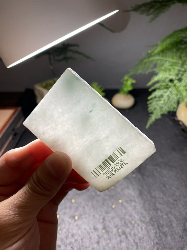 冰底飘花翡翠方牌料 天然 A 货糯种飘花原石明料