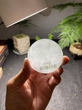 冰底飘花翡翠圆牌料 天然 A 货冰种飘花原石明料