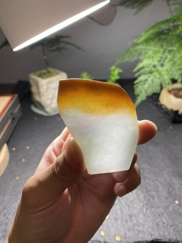 黄翡冰底翡翠  天然 A 货冰种黄翡原石明料