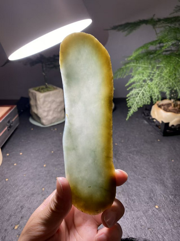 黄翡冰底翡翠料  天然 A 货冰种黄翡带皮原石明料