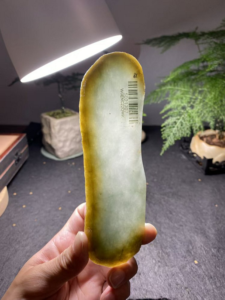 黄翡冰底翡翠料  天然 A 货冰种黄翡带皮原石明料