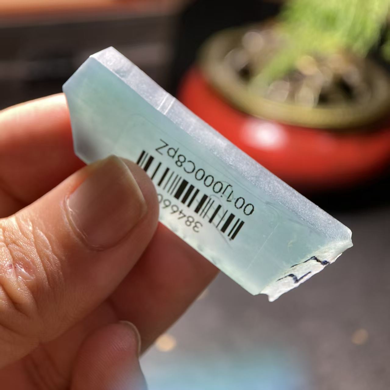 冰底蓝水翡翠小料   天然 A 货冰种蓝水原石明料