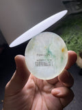 冰底飘绿带黄翡翡翠圆牌料 天然 A 货冰种原石明料