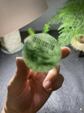 冰种满绿飘花翡翠圆牌料 天然 A 货原石明料