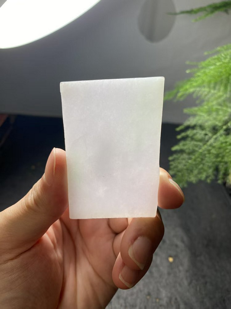 冰种晴水绿翡翠方牌料 天然 A 货原石明料