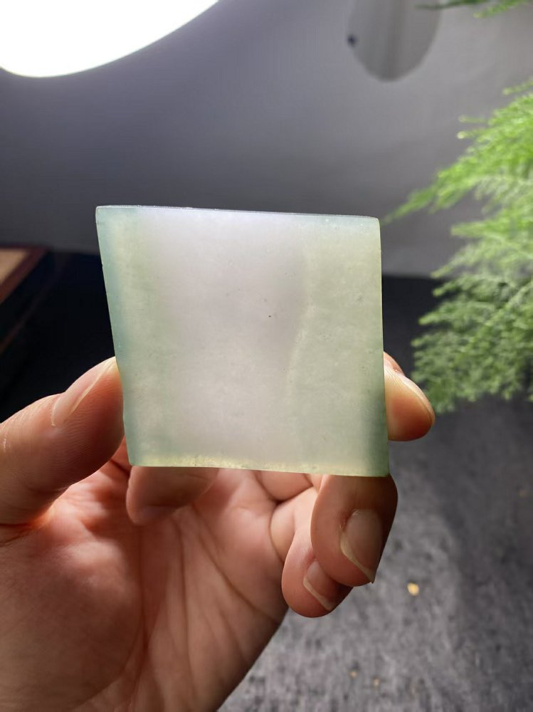冰种冰白飘黄翡翡翠随形牌料 天然 A 货原石明料