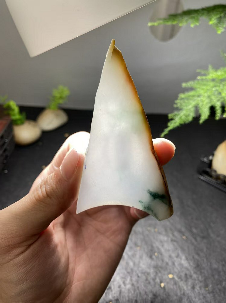 冰种冰白飘黄翡翡翠三角料 天然 A 货原石明料