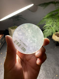 冰种冰白飘淡紫晴水绿翡翠圆牌料 天然 A 货原石明料