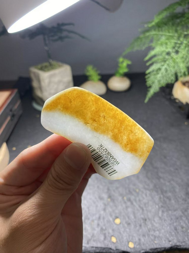 冰种冰白飘浓黄翡翡翠随形料 天然 A 货原石明料