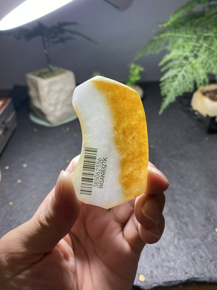 冰种冰白飘浓黄翡翡翠随形料 天然 A 货原石明料