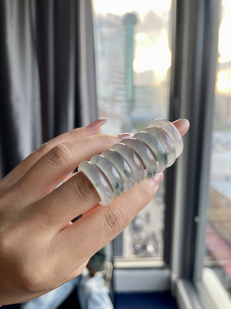 天然 A 货冰种飘花翡翠戒指 玉质指环（单件装）