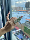 天然 A 货冰种深晴水绿翡翠戒指（单件装）