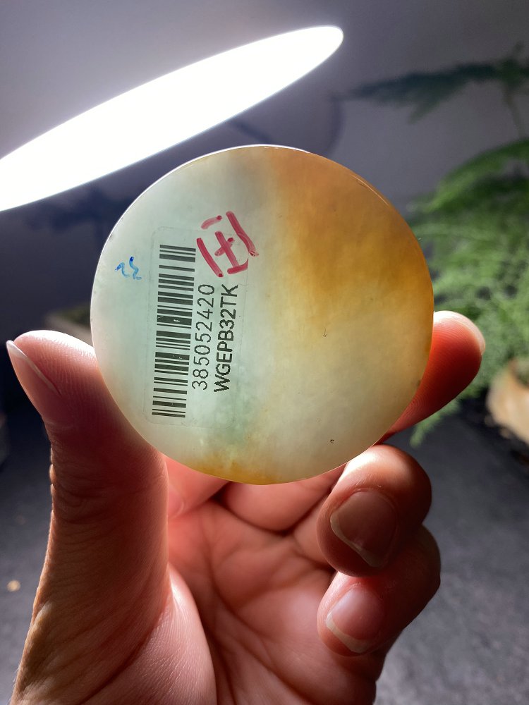 金月圆牌 天然 A 货翡翠黄翡晴水绿圆牌毛料