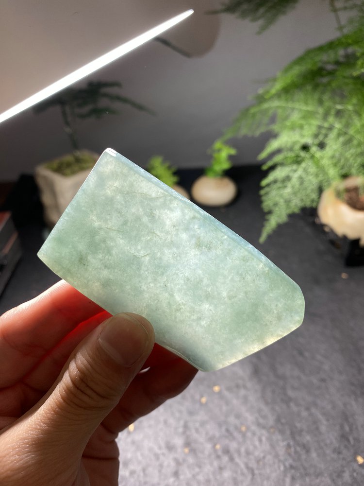 翠雾长牌 天然 A 货冰种晴水绿翡翠长牌毛料